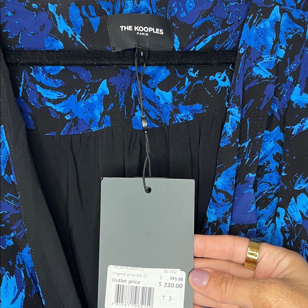 The Kooples • Women’s Blue Firework Printed Silk Faux Wrap Dress Size 3 NWT - Picture 7 of 8